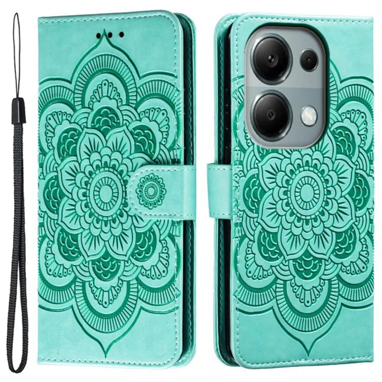 For Xiaomi Poco M6 Pro 4G / Redmi Note 13 Pro 4G Case PU Leather Mandala Imprinted Design Wallet Phone Cover