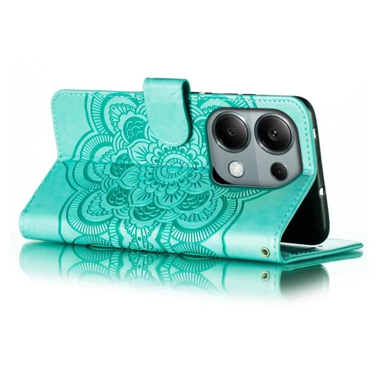 For Xiaomi Poco M6 Pro 4G / Redmi Note 13 Pro 4G Case PU Leather Mandala Imprinted Design Wallet Phone Cover