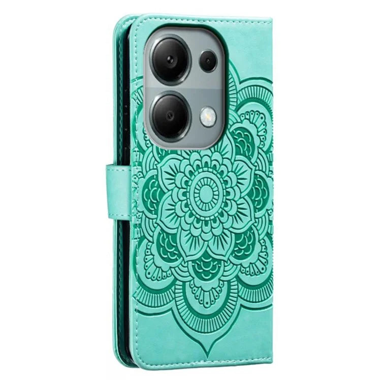 For Xiaomi Poco M6 Pro 4G / Redmi Note 13 Pro 4G Case PU Leather Mandala Imprinted Design Wallet Phone Cover