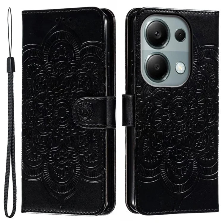For Xiaomi Poco M6 Pro 4G / Redmi Note 13 Pro 4G Case PU Leather Mandala Imprinted Design Wallet Phone Cover