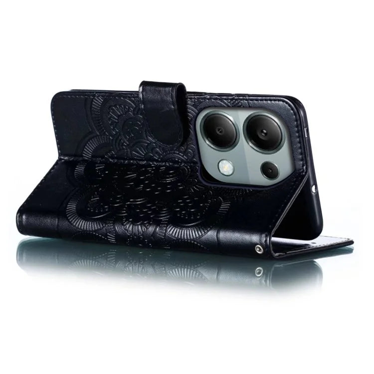 For Xiaomi Poco M6 Pro 4G / Redmi Note 13 Pro 4G Case PU Leather Mandala Imprinted Design Wallet Phone Cover