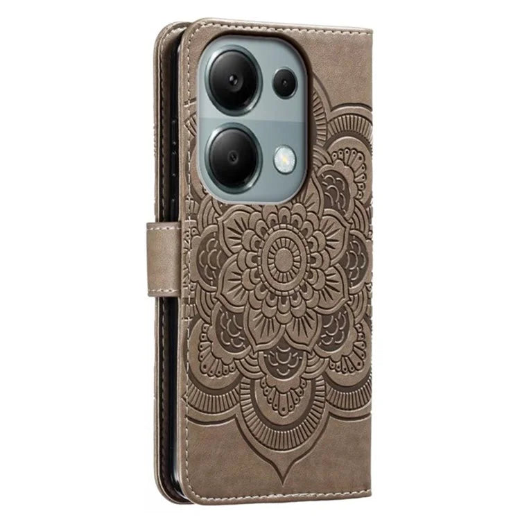 For Xiaomi Poco M6 Pro 4G / Redmi Note 13 Pro 4G Case PU Leather Mandala Imprinted Design Wallet Phone Cover