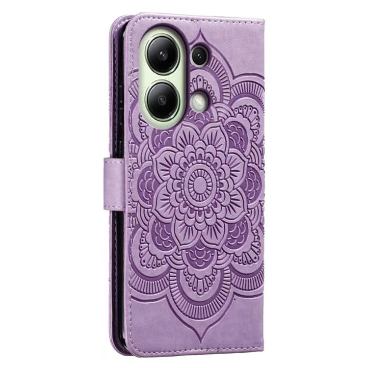For Xiaomi Redmi Note 13 4G Case PU Leather Mandala Imprinted Design Wallet Phone Cover