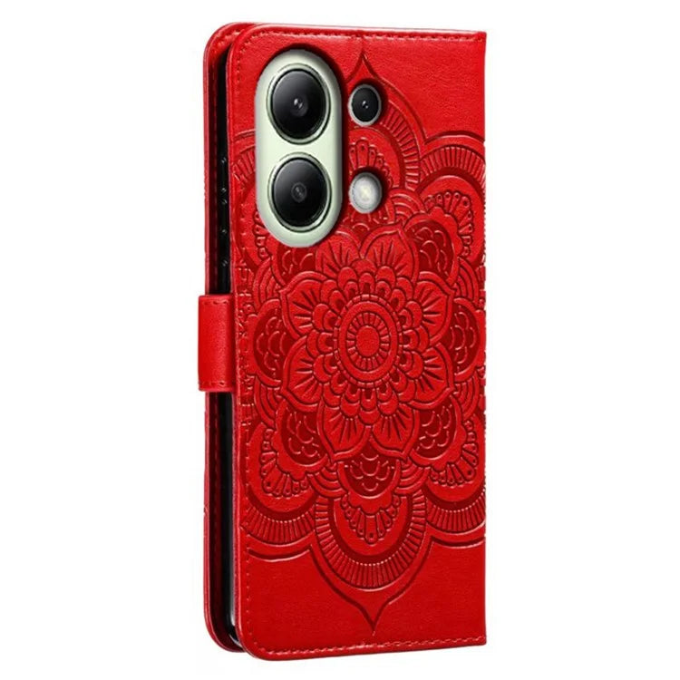 For Xiaomi Redmi Note 13 4G Case PU Leather Mandala Imprinted Design Wallet Phone Cover