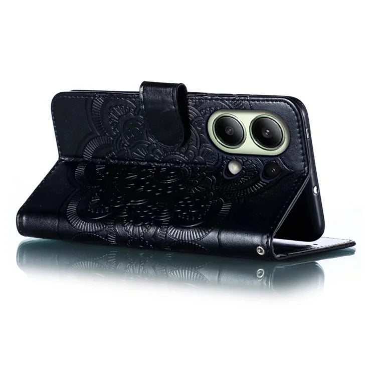 For Xiaomi Redmi Note 13 4G Case PU Leather Mandala Imprinted Design Wallet Phone Cover