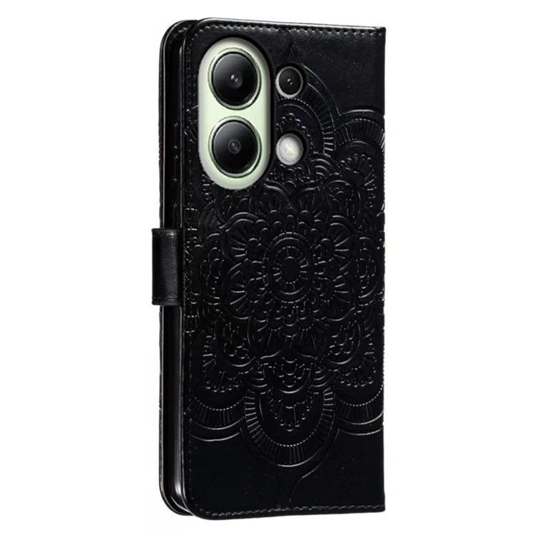 For Xiaomi Redmi Note 13 4G Case PU Leather Mandala Imprinted Design Wallet Phone Cover