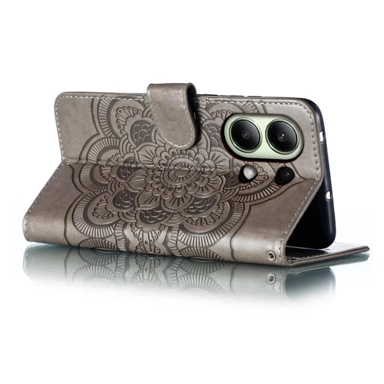 For Xiaomi Redmi Note 13 4G Case PU Leather Mandala Imprinted Design Wallet Phone Cover