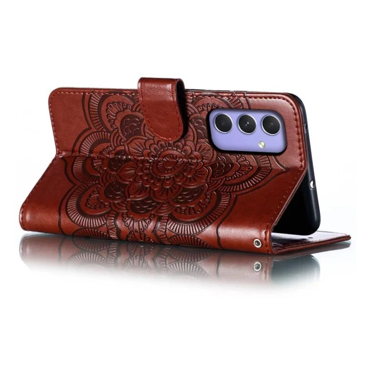 For Samsung Galaxy S24+ Case PU Leather Mandala Imprinted Design Wallet Phone Cover