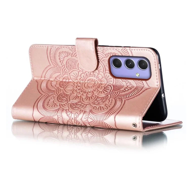 For Samsung Galaxy S24+ Case PU Leather Mandala Imprinted Design Wallet Phone Cover