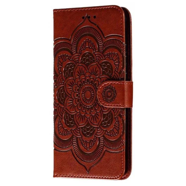 For Samsung Galaxy S24 FE Case PU Leather Mandala Imprinted Design Wallet Phone Cover