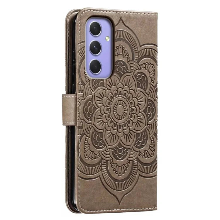 For Samsung Galaxy S24 FE Case PU Leather Mandala Imprinted Design Wallet Phone Cover