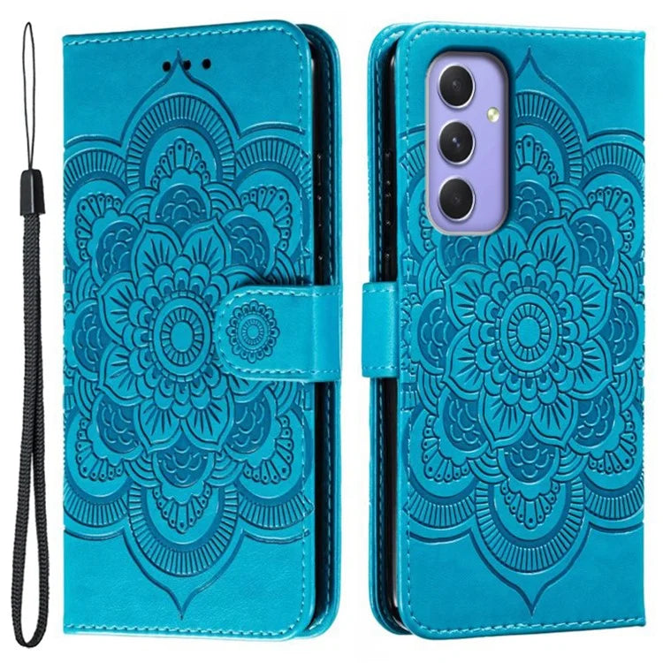 For Samsung Galaxy S23 FE Case PU Leather Mandala Imprinted Design Wallet Phone Cover