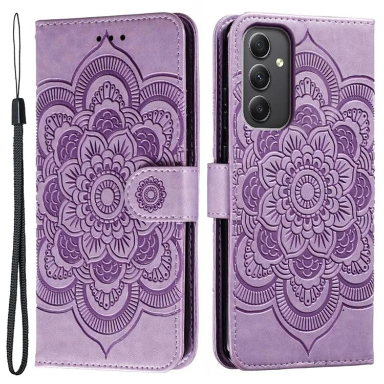 For Samsung Galaxy A16 5G Case PU Leather Mandala Imprinted Design Wallet Phone Cover