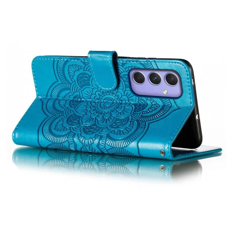 For Samsung Galaxy S24 Case PU Leather Mandala Imprinted Design Wallet Phone Cover