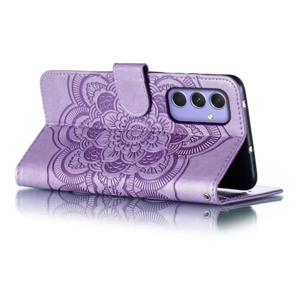 For Samsung Galaxy S24 Case PU Leather Mandala Imprinted Design Wallet Phone Cover
