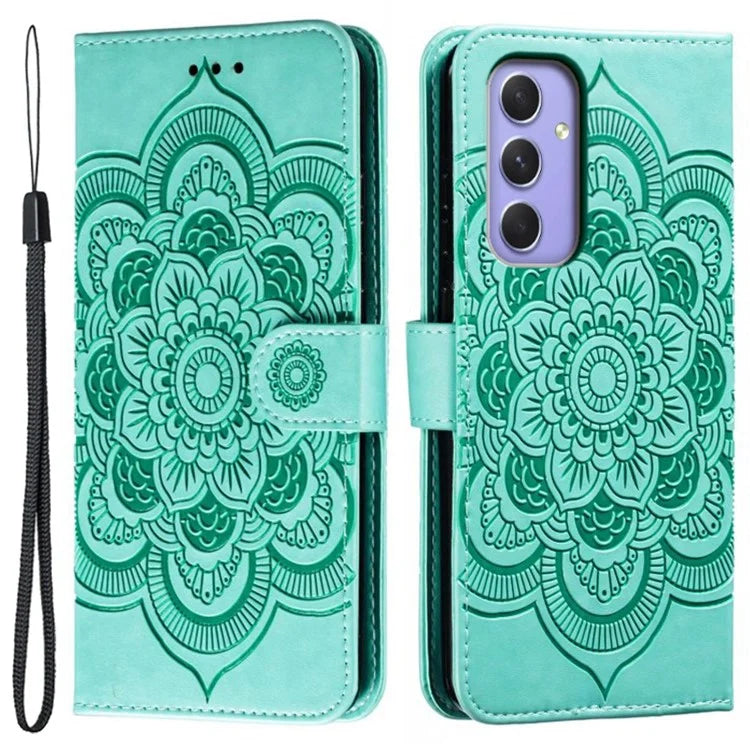 For Samsung Galaxy A55 5G Case PU Leather Mandala Imprinted Design Wallet Phone Cover