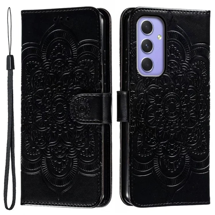 For Samsung Galaxy A55 5G Case PU Leather Mandala Imprinted Design Wallet Phone Cover