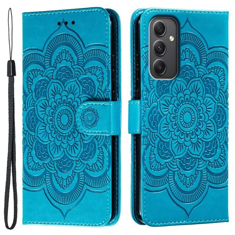 For Samsung Galaxy A15 4G / 5G Case PU Leather Mandala Imprinted Design Wallet Phone Cover