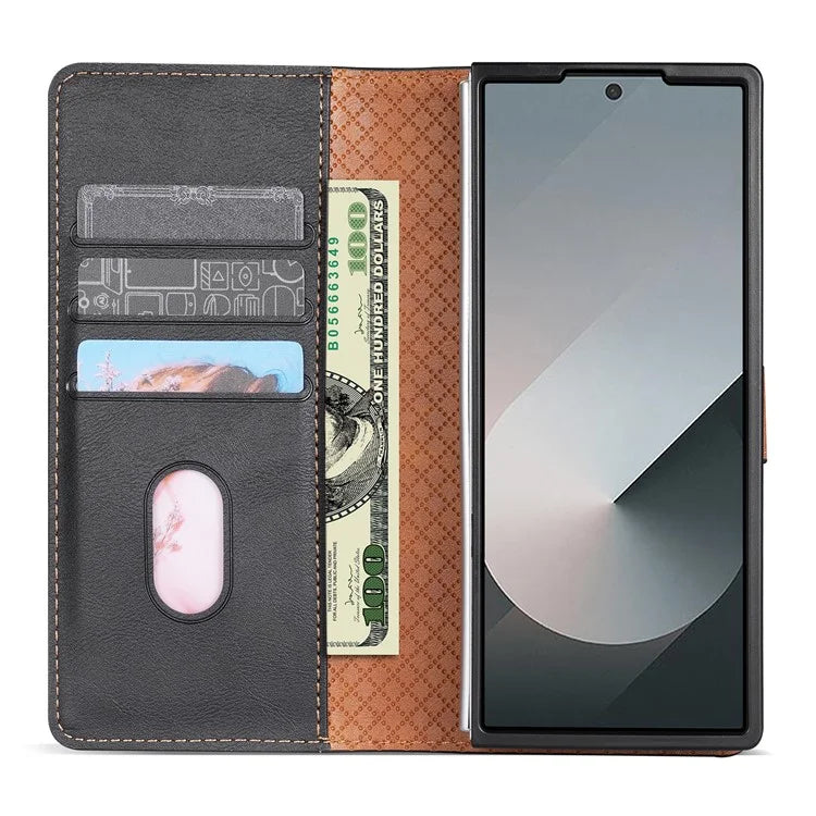N.BEKUS CSJ-001 For Samsung Galaxy Z Fold6 5G Stand Case PU Leather Wallet Phone Cover