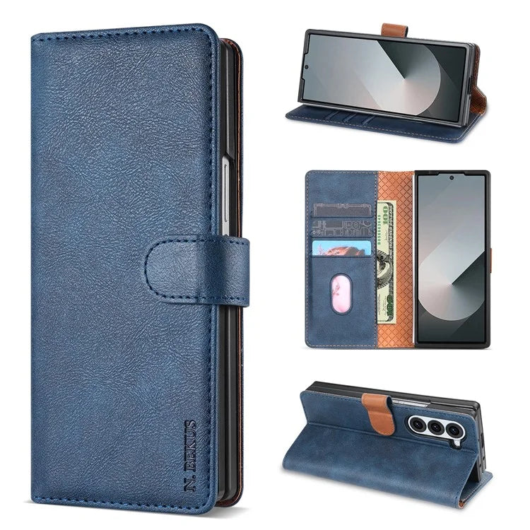 N.BEKUS CSJ-001 For Samsung Galaxy Z Fold6 5G Stand Case PU Leather Wallet Phone Cover