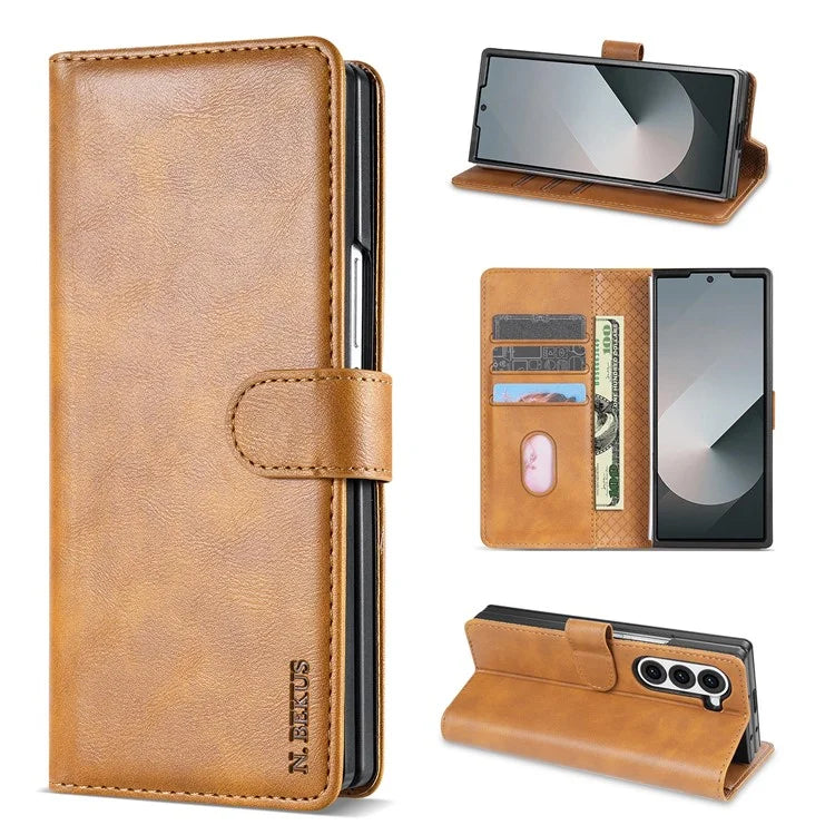 N.BEKUS CSJ-001 For Samsung Galaxy Z Fold6 5G Stand Case PU Leather Wallet Phone Cover