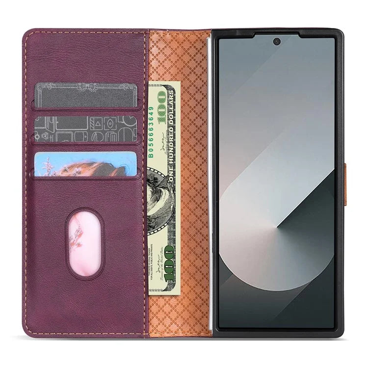 N.BEKUS CSJ-001 For Samsung Galaxy Z Fold6 5G Stand Case PU Leather Wallet Phone Cover