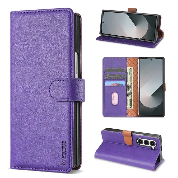 N.BEKUS CSJ-001 For Samsung Galaxy Z Fold6 5G Stand Case PU Leather Wallet Phone Cover
