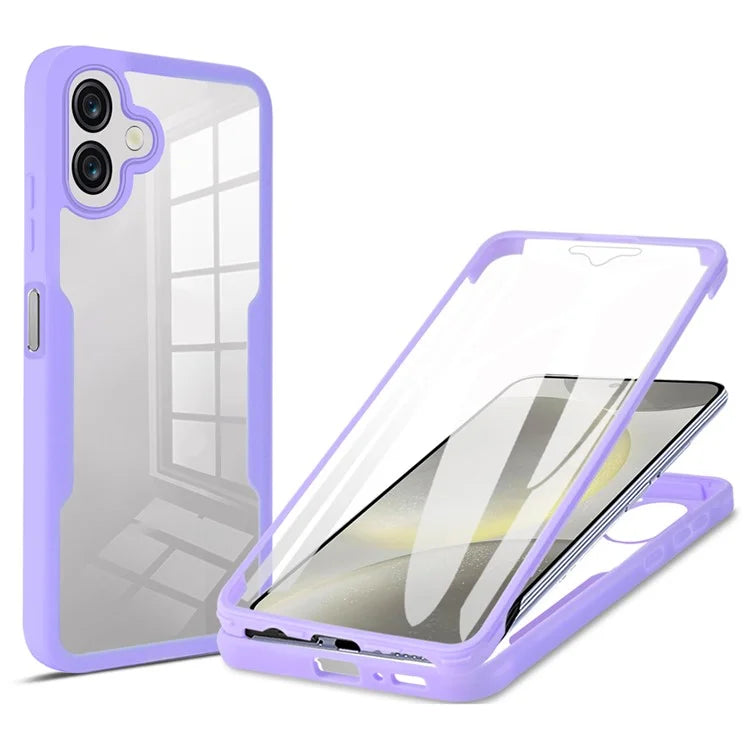 For Samsung Galaxy A06 Case Acrylic+TPU Clear Phone Cover with PET Screen Film