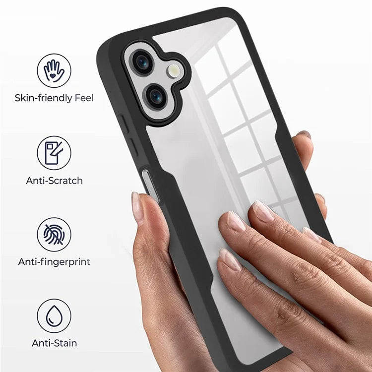 For Samsung Galaxy A06 Case Acrylic+TPU Clear Phone Cover with PET Screen Film