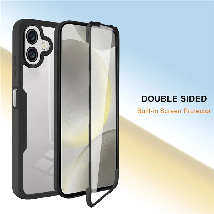 For Samsung Galaxy A06 Case Acrylic+TPU Clear Phone Cover with PET Screen Film