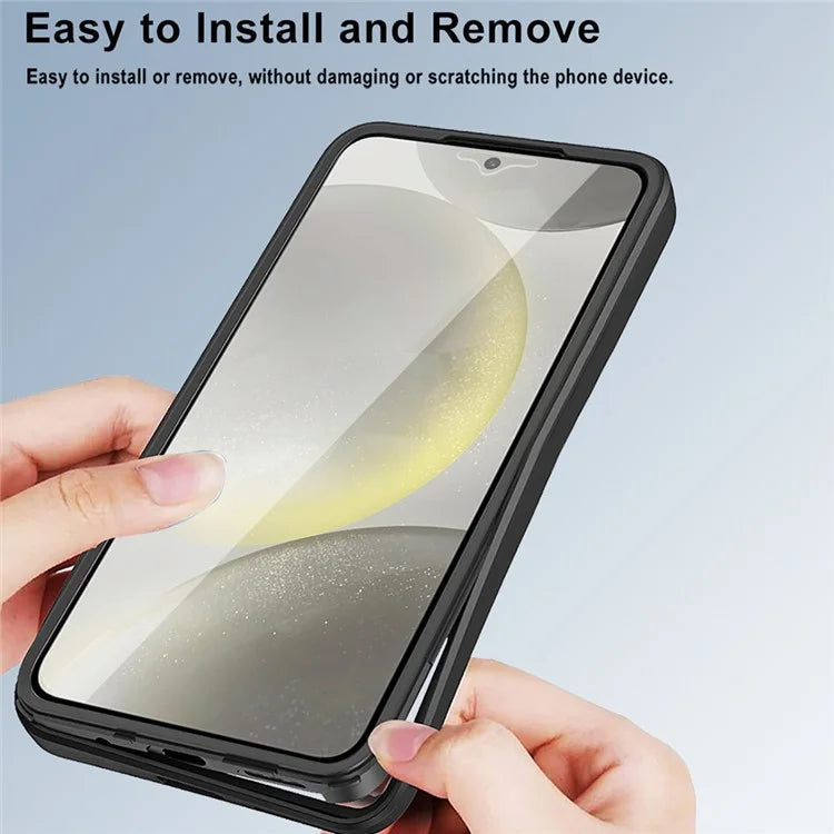 For Samsung Galaxy A06 Case Acrylic+TPU Clear Phone Cover with PET Screen Film