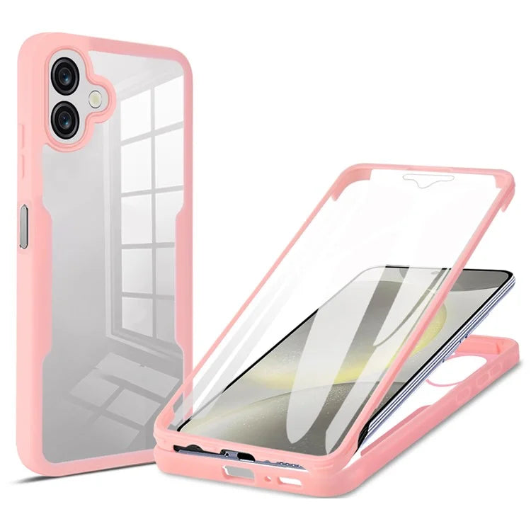 For Samsung Galaxy A06 Case Acrylic+TPU Clear Phone Cover with PET Screen Film