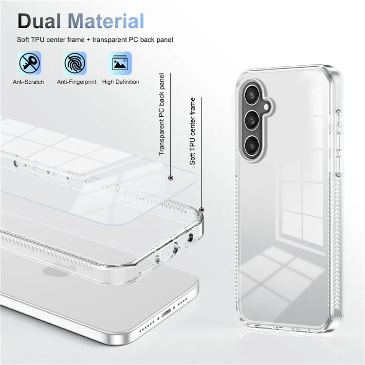 For Samsung Galaxy S24+ Clear Phone Case TPU PC Anti-Slip Drop-Proof Back Cover