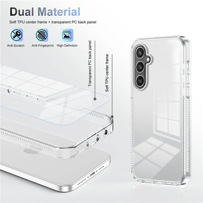 For Samsung Galaxy S24+ Clear Phone Case TPU PC Anti-Slip Drop-Proof Back Cover
