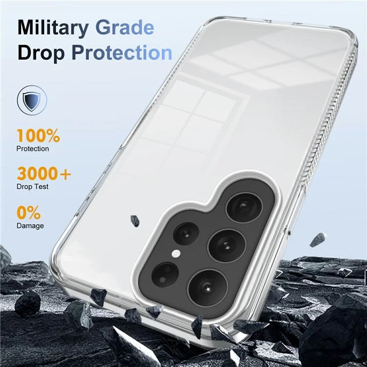 For Samsung Galaxy S23 Ultra Clear Phone Case TPU PC Anti-Slip Drop-Proof Back Cover