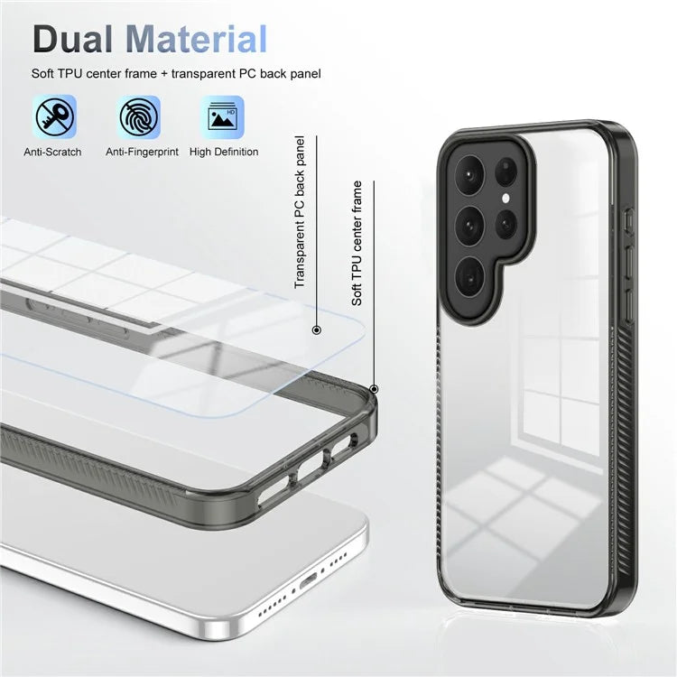 For Samsung Galaxy S23 Ultra Clear Phone Case TPU PC Anti-Slip Drop-Proof Back Cover