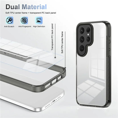 For Samsung Galaxy S23 Ultra Clear Phone Case TPU PC Anti-Slip Drop-Proof Back Cover