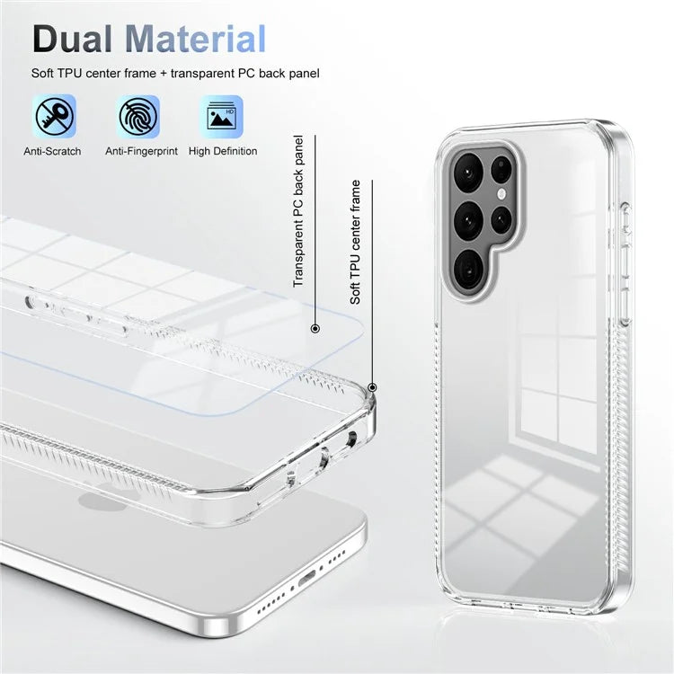 For Samsung Galaxy S22 Ultra 5G Clear Phone Case TPU PC Anti-Slip Drop-Proof Back Cover
