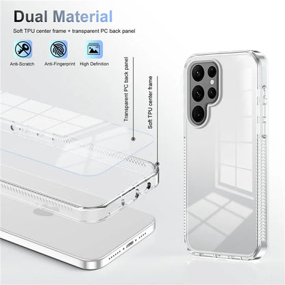 For Samsung Galaxy S22 Ultra 5G Clear Phone Case TPU PC Anti-Slip Drop-Proof Back Cover