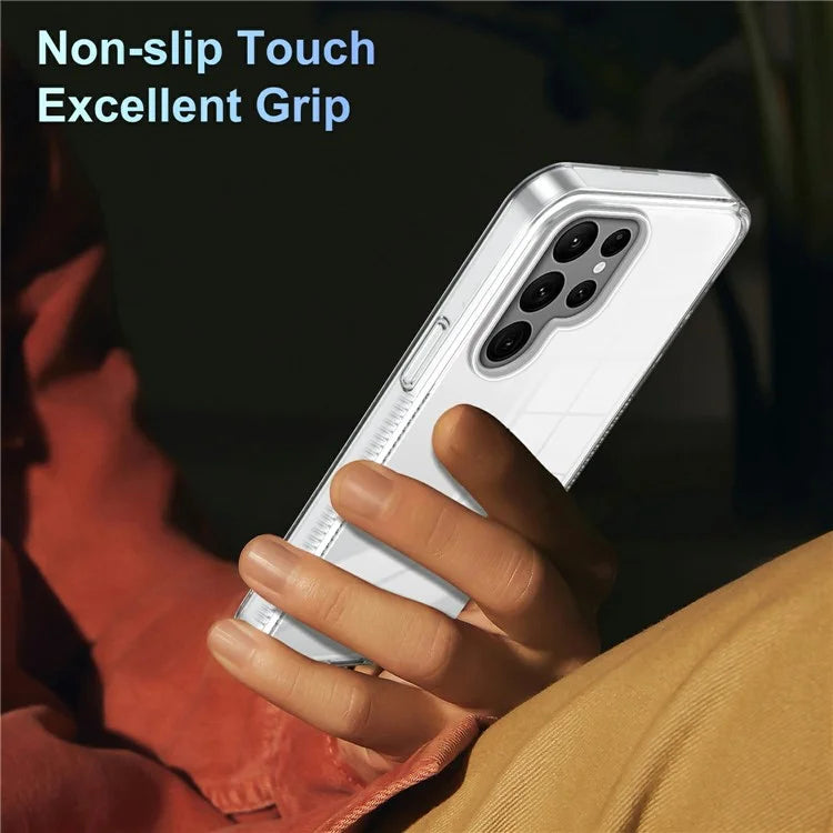 For Samsung Galaxy S22 Ultra 5G Clear Phone Case TPU PC Anti-Slip Drop-Proof Back Cover