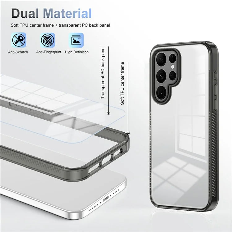 For Samsung Galaxy S22 Ultra 5G Clear Phone Case TPU PC Anti-Slip Drop-Proof Back Cover