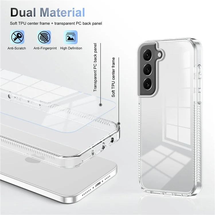 For Samsung Galaxy S22 5G Clear Phone Case TPU PC Anti-Slip Drop-Proof Back Cover
