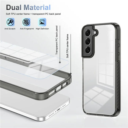 For Samsung Galaxy S22 5G Clear Phone Case TPU PC Anti-Slip Drop-Proof Back Cover