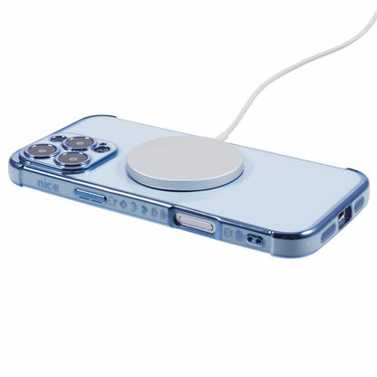 For iPhone 16 Pro Case Compatible with MagSafe Electroplated Love Hearts TPU Phone Cover with Chain Strap
