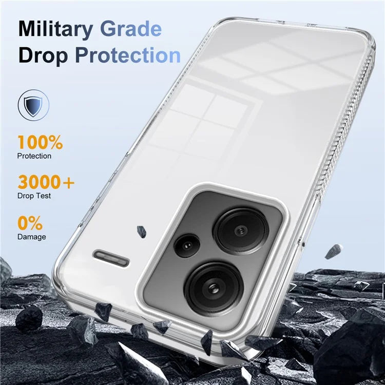 For Xiaomi Redmi Note 13 Pro+ 5G Clear Phone Case TPU PC Anti-Slip Drop-Proof Back Cover