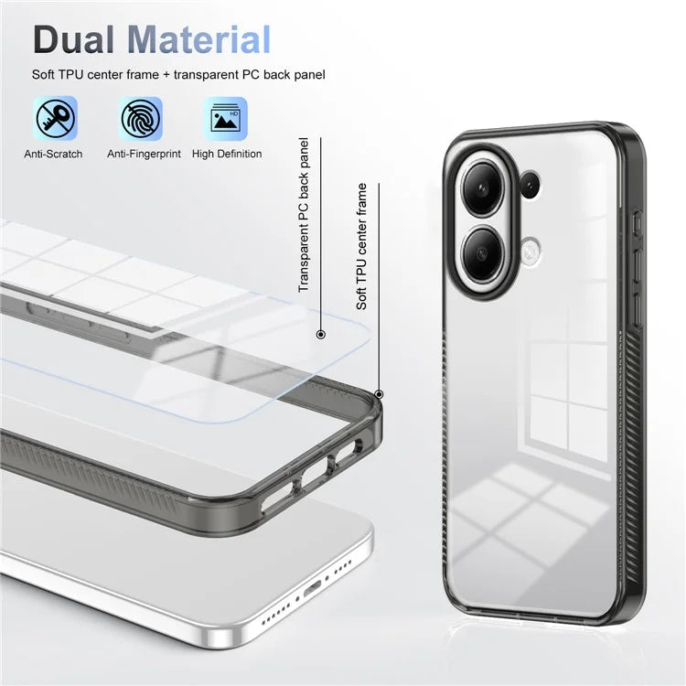 For Xiaomi Redmi Note 13 4G Clear Phone Case TPU PC Anti-Slip Drop-Proof Back Cover