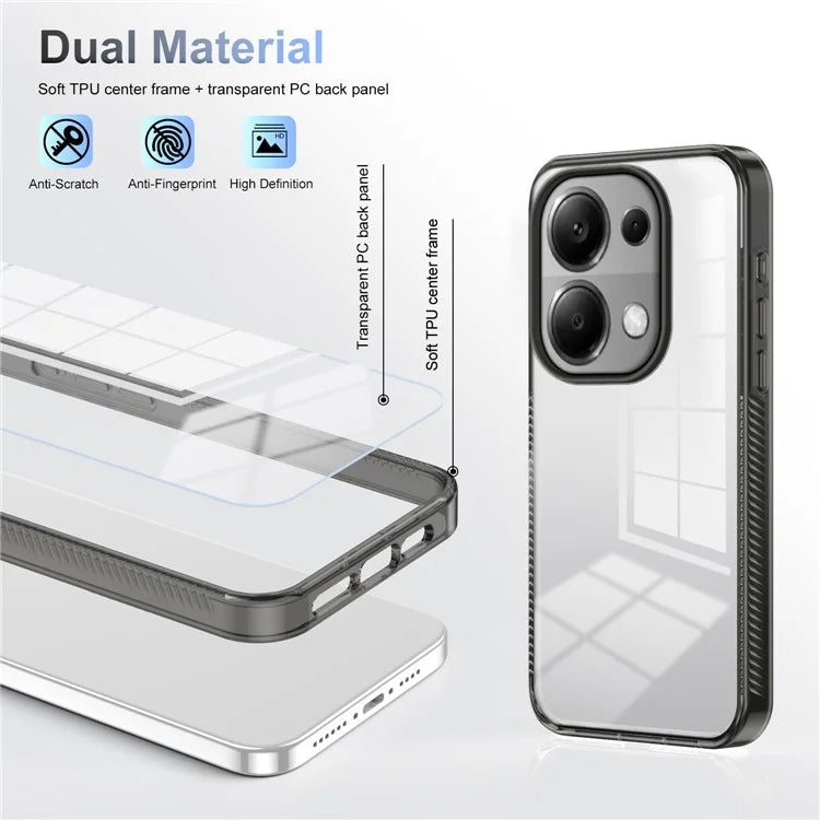 For Xiaomi Redmi Note 13 Pro 4G Clear Phone Case TPU PC Anti-Slip Drop-Proof Back Cover