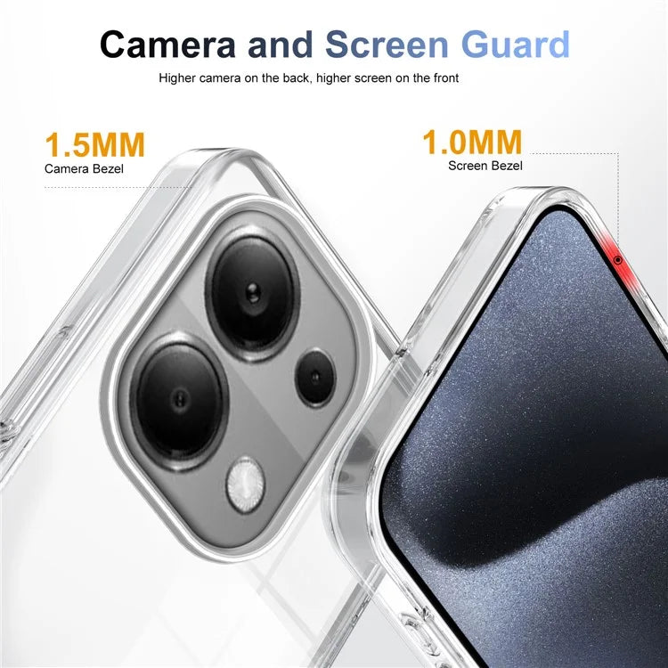 For Xiaomi Redmi Note 13 Pro 4G Clear Phone Case TPU PC Anti-Slip Drop-Proof Back Cover