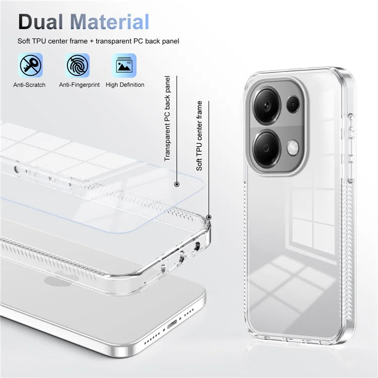 For Xiaomi Redmi Note 13 Pro 4G Clear Phone Case TPU PC Anti-Slip Drop-Proof Back Cover
