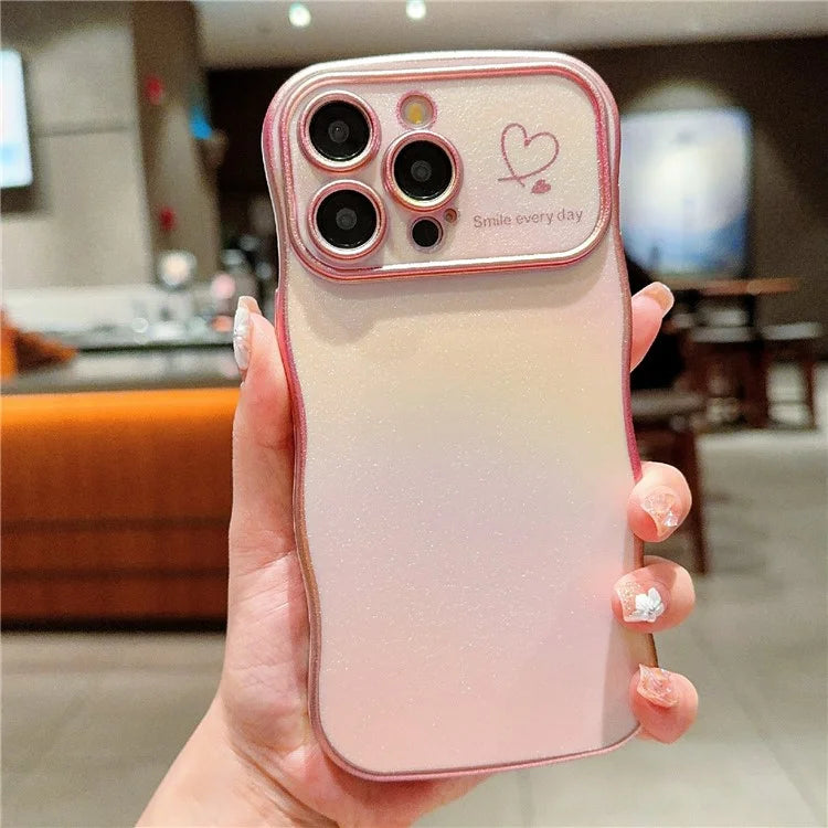 For iPhone 13 Pro Max Case Curly Shape Love Heart TPU Phone Cover Iridescent Gradient